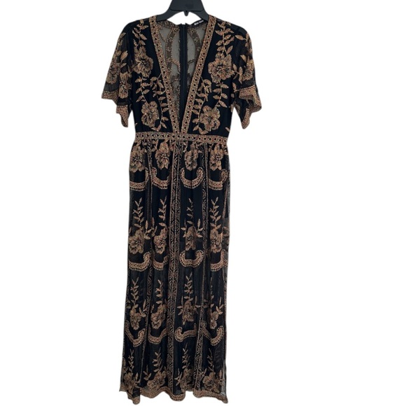 Black Embellished Maxi Skirt with Slit for Night Out - Picture 7 of 10